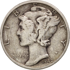Coin, United States, Mercury Dime, Dime, 1942, U.S. Mint, Philadelphia