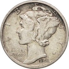 Coin, United States, Mercury Dime, Dime, 1943, U.S. Mint, Philadelphia