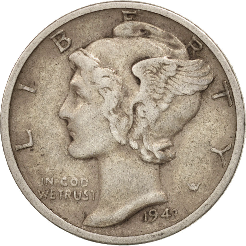 Coin, United States, Mercury Dime, Dime, 1943, U.S. Mint, Denver, EF(40-45)
