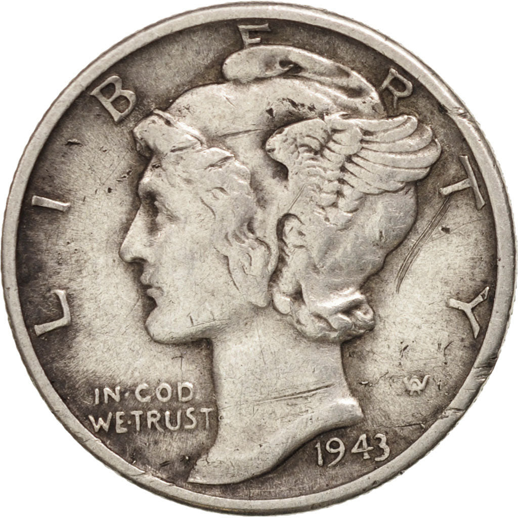 Coin, United States, Mercury Dime, Dime, 1943, U.S. Mint, San Francisco