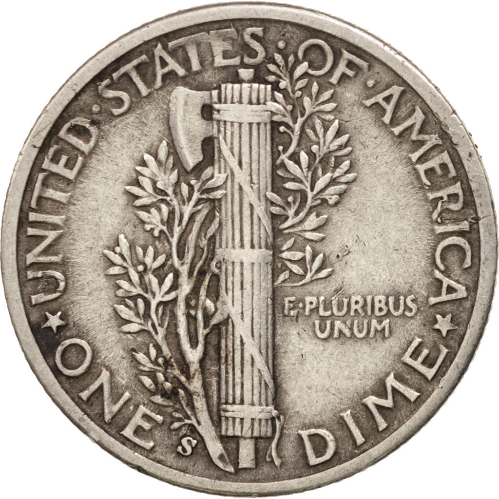 Coin, United States, Mercury Dime, Dime, 1943, U.S. Mint, San Francisco