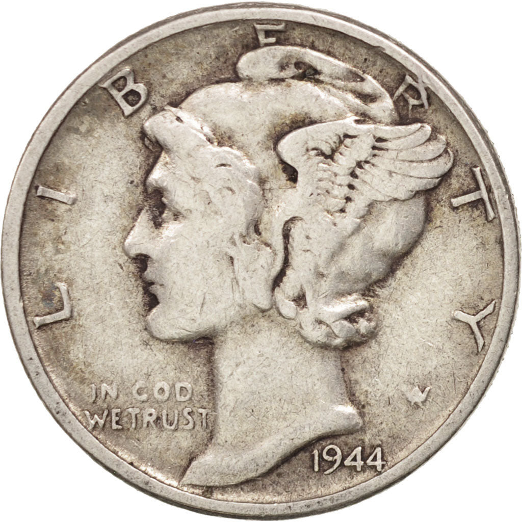 Coin, United States, Mercury Dime, Dime, 1944, U.S. Mint, Philadelphia