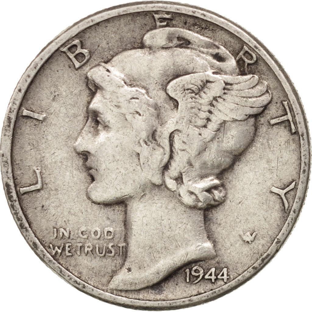 Coin, United States, Mercury Dime, Dime, 1944, U.S. Mint, Philadelphia