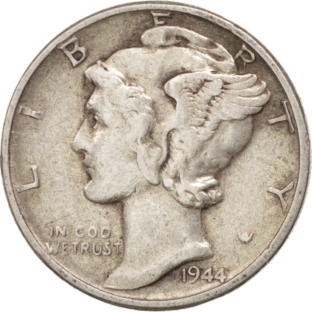 Coin, United States, Mercury Dime, Dime, 1944, U.S. Mint, Philadelphia