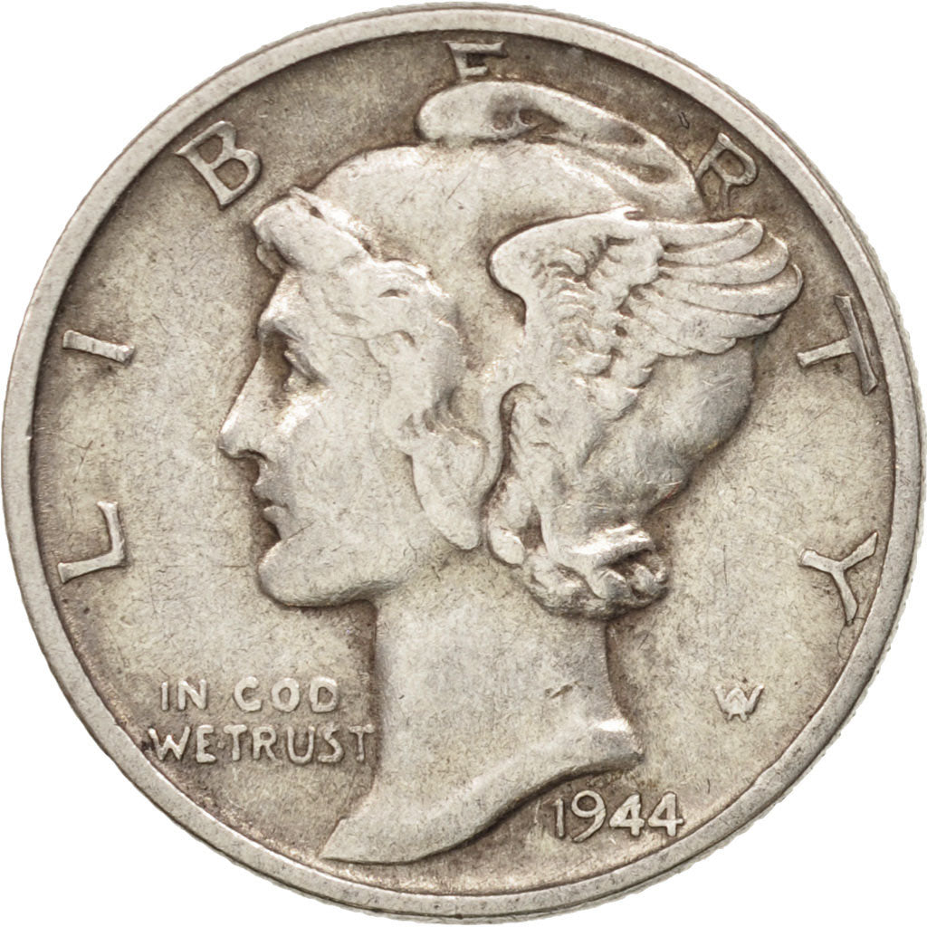 Coin, United States, Mercury Dime, Dime, 1944, U.S. Mint, Philadelphia