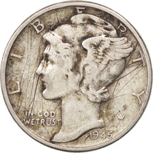 Coin, United States, Mercury Dime, Dime, 1945, U.S. Mint, Philadelphia