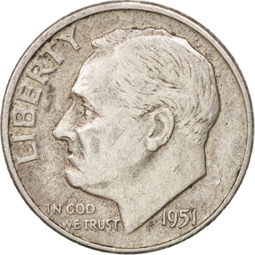Coin, United States, Roosevelt Dime, Dime, 1951, U.S. Mint, Denver, AU(50-53)