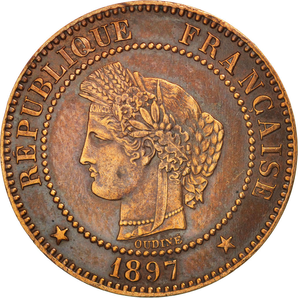 Coin, France, Cérès, 2 Centimes, 1897, Paris, AU(55-58), Bronze, KM:827.1