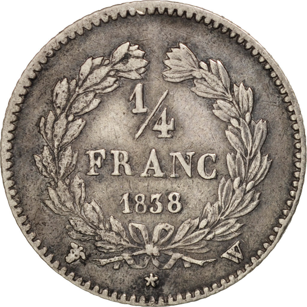 Munten, Frankrijk, Louis-Philippe, 1/4 Franc, 1838, Lille, ZF, Zilver
