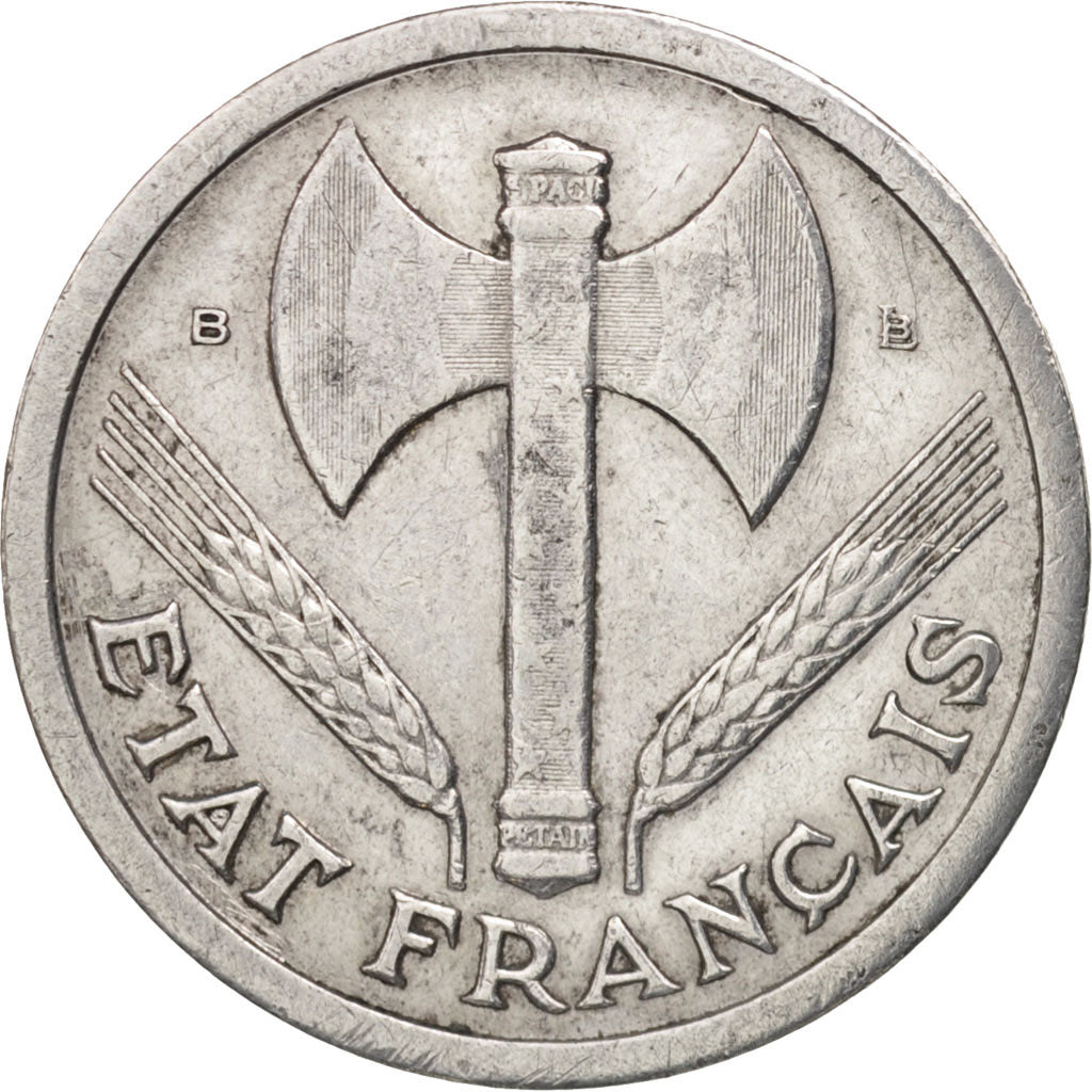 France, Bazor, 2 Francs, 1944, Beaumont - Le Roger, EF(40-45), Aluminum