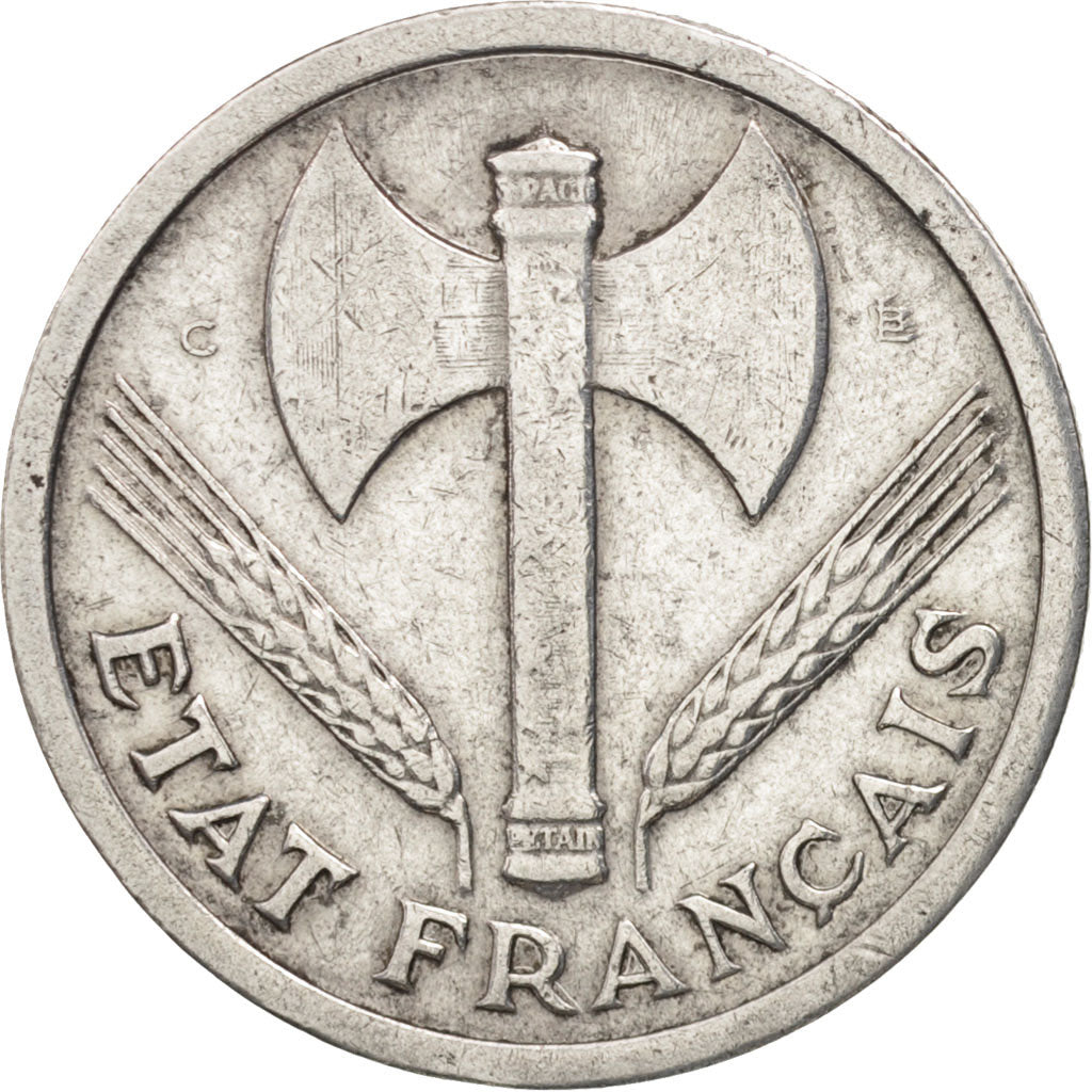 France, Bazor, 2 Francs, 1944, Castelsarrasin, EF(40-45), Aluminum, KM:904.3