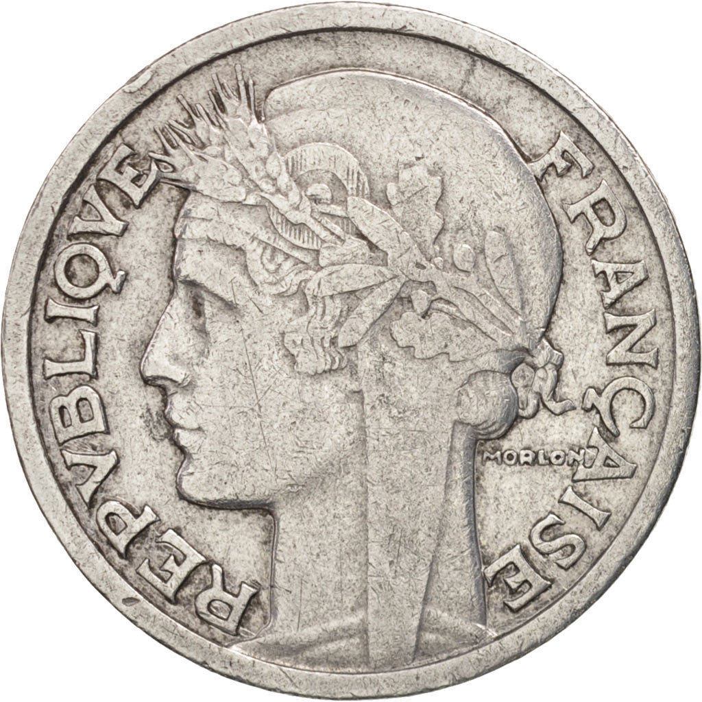 Coin, France, Morlon, 2 Francs, 1945, Beaumont le Roger, VF(30-35), Aluminum