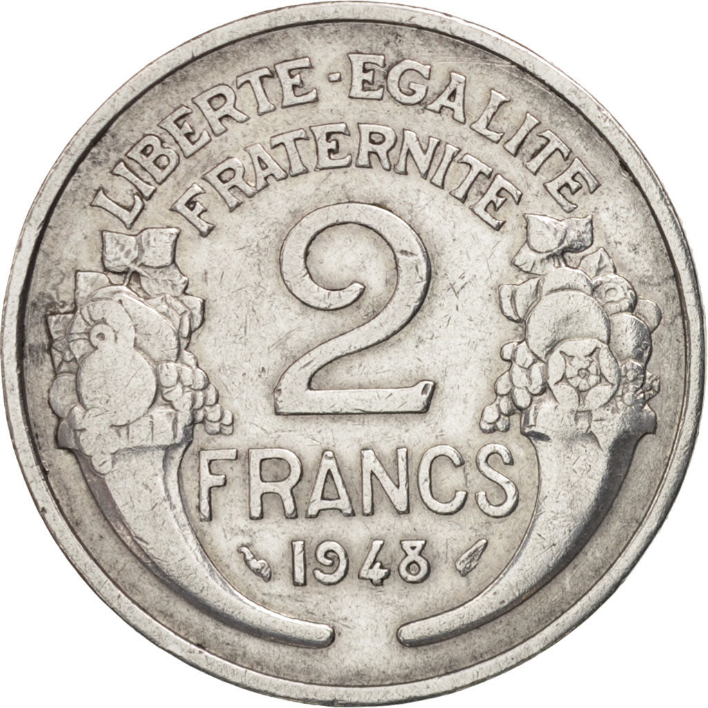 Coin, France, Morlon, 2 Francs, 1948, Paris, EF(40-45), Aluminum, KM:886a.1