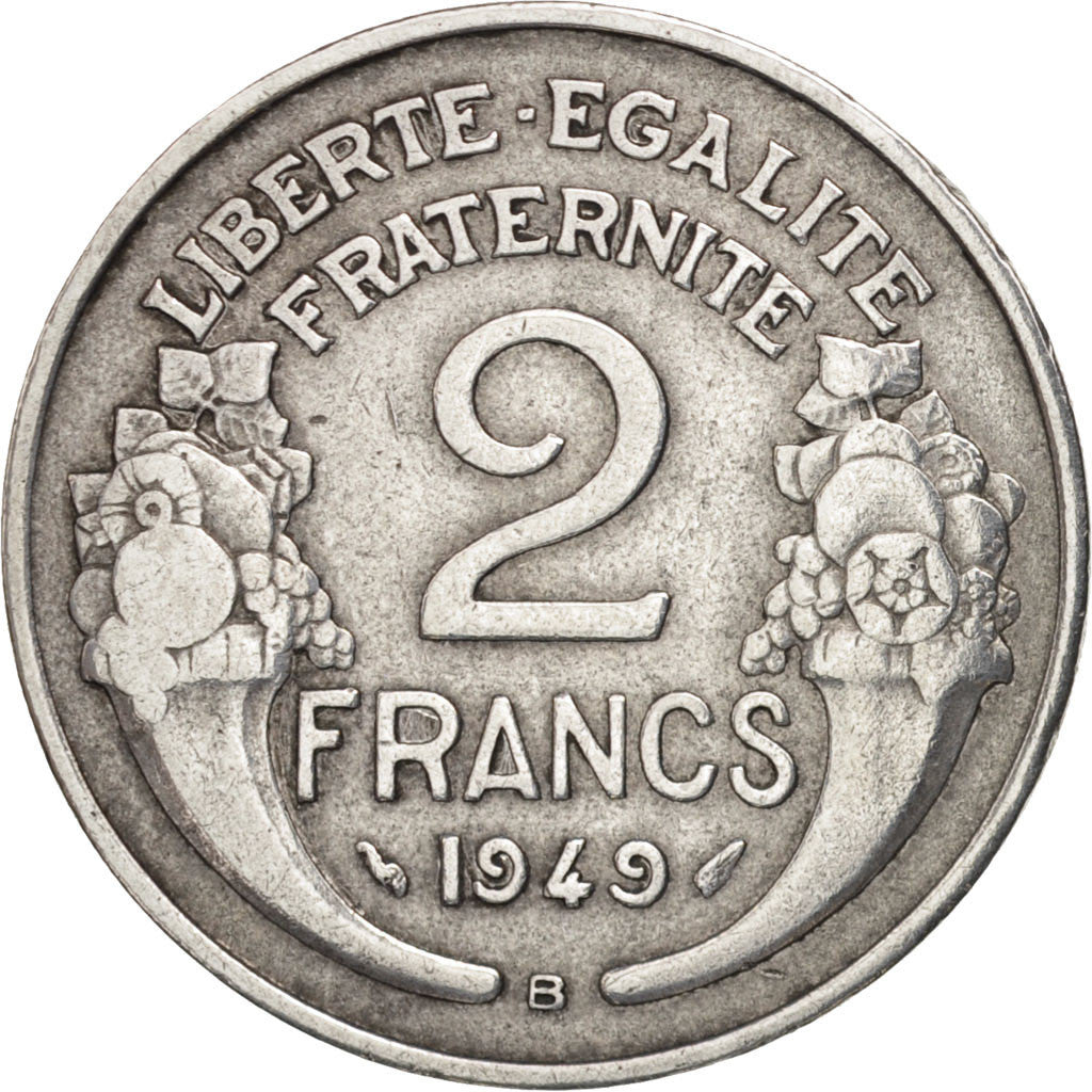 Coin, France, Morlon, 2 Francs, 1949, Beaumont le Roger, EF(40-45), Aluminum