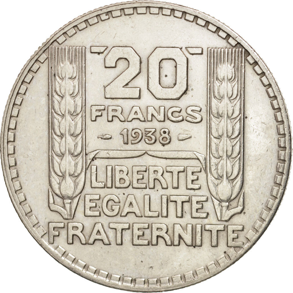 Frankreich, Turin, 20 Francs, 1938, Paris, AU(50-53), Silver, KM:879