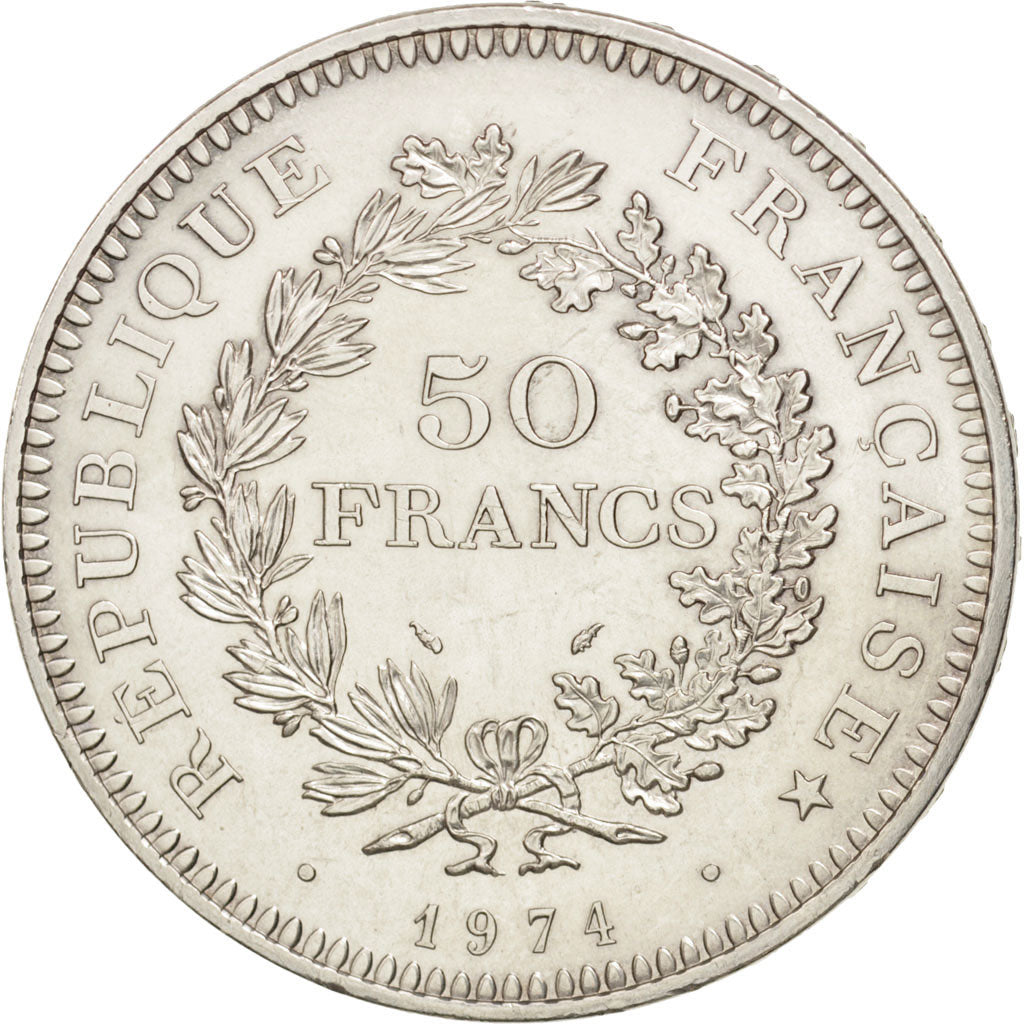 Coin, France, Hercule, 50 Francs, 1974, Paris, MS(60-62), Silver, KM:941.1