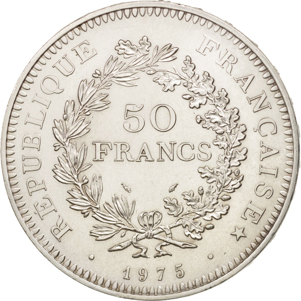Coin, France, Hercule, 50 Francs, 1975, Paris, MS(63), Silver, KM:941.1