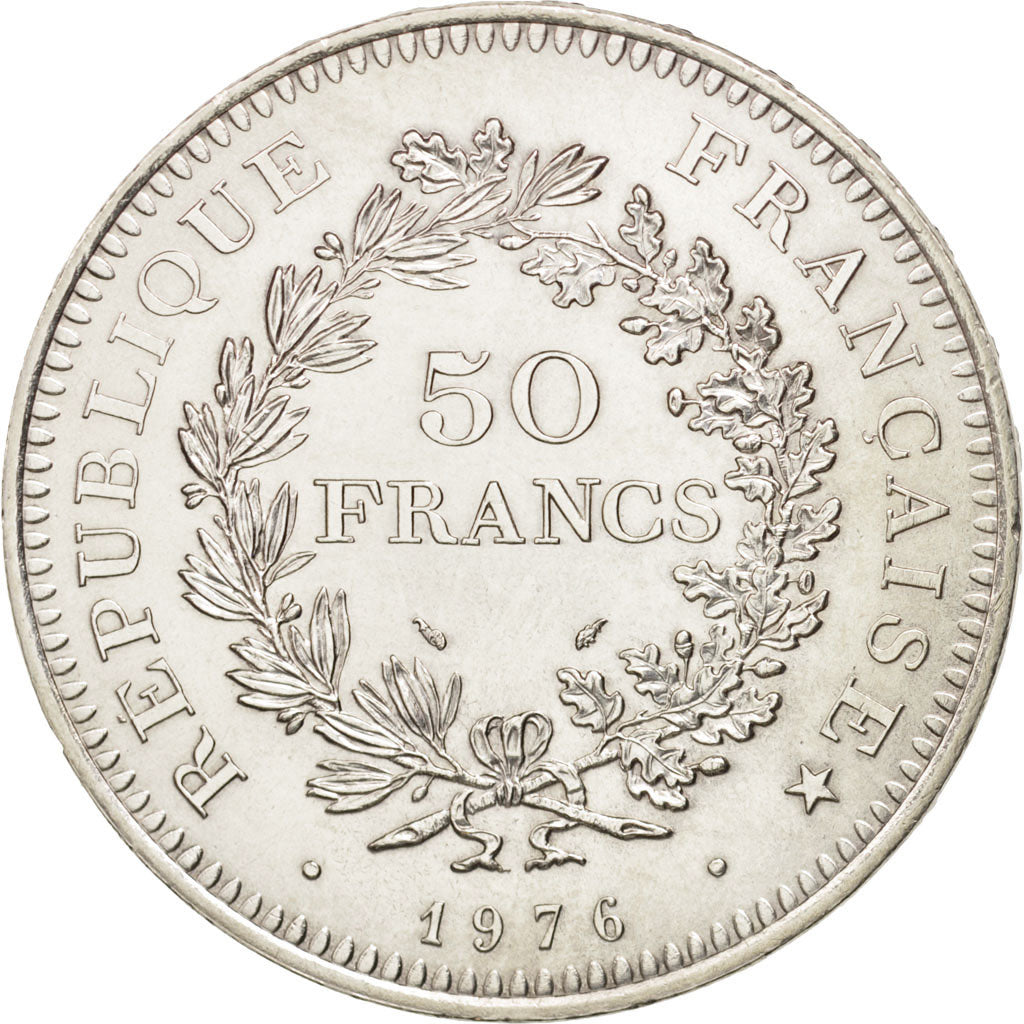 Coin, France, Hercule, 50 Francs, 1976, Paris, MS(63), Silver, KM:941.1