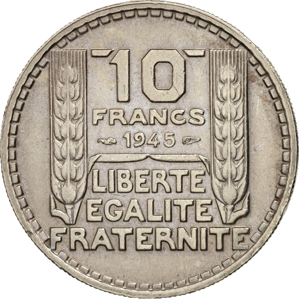 France, Turin, 10 Francs, 1945, Paris, AU(50-53), Copper-nickel, KM:908.1