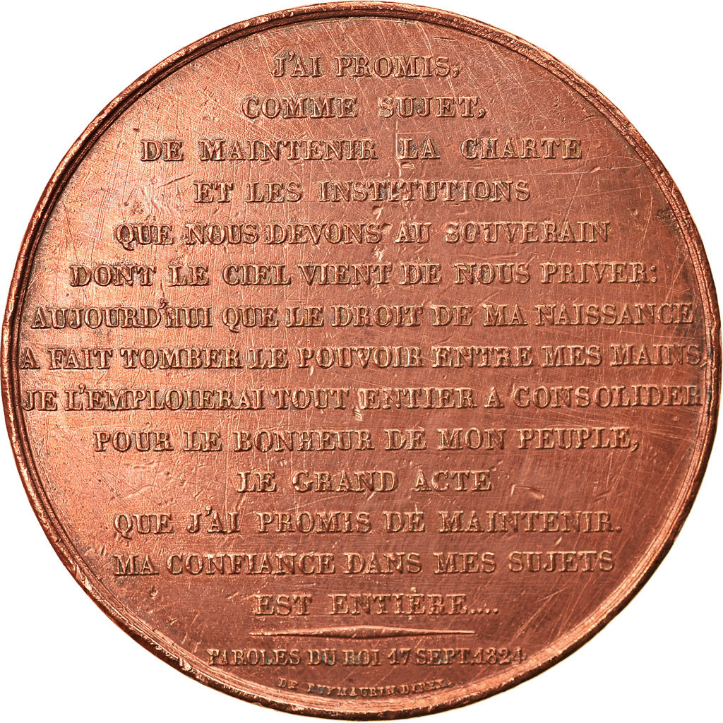 France, Medal, Charles X, History, 1821, Gayrard, EF(40-45), Copper