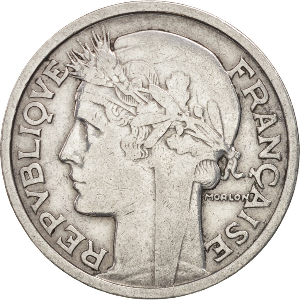 Coin, France, Morlon, 2 Francs, 1948, Beaumont le Roger, EF(40-45), Aluminum