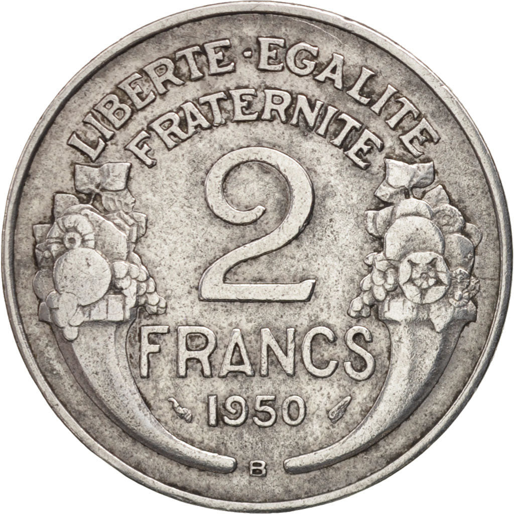 Coin, France, Morlon, 2 Francs, 1950, Beaumont le Roger, EF(40-45), Aluminum