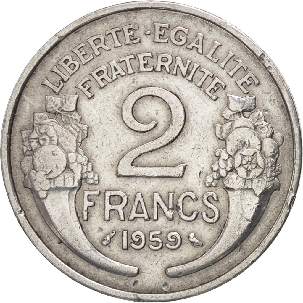 Coin, France, Morlon, 2 Francs, 1959, Paris, EF(40-45), Aluminum, KM:886a.1