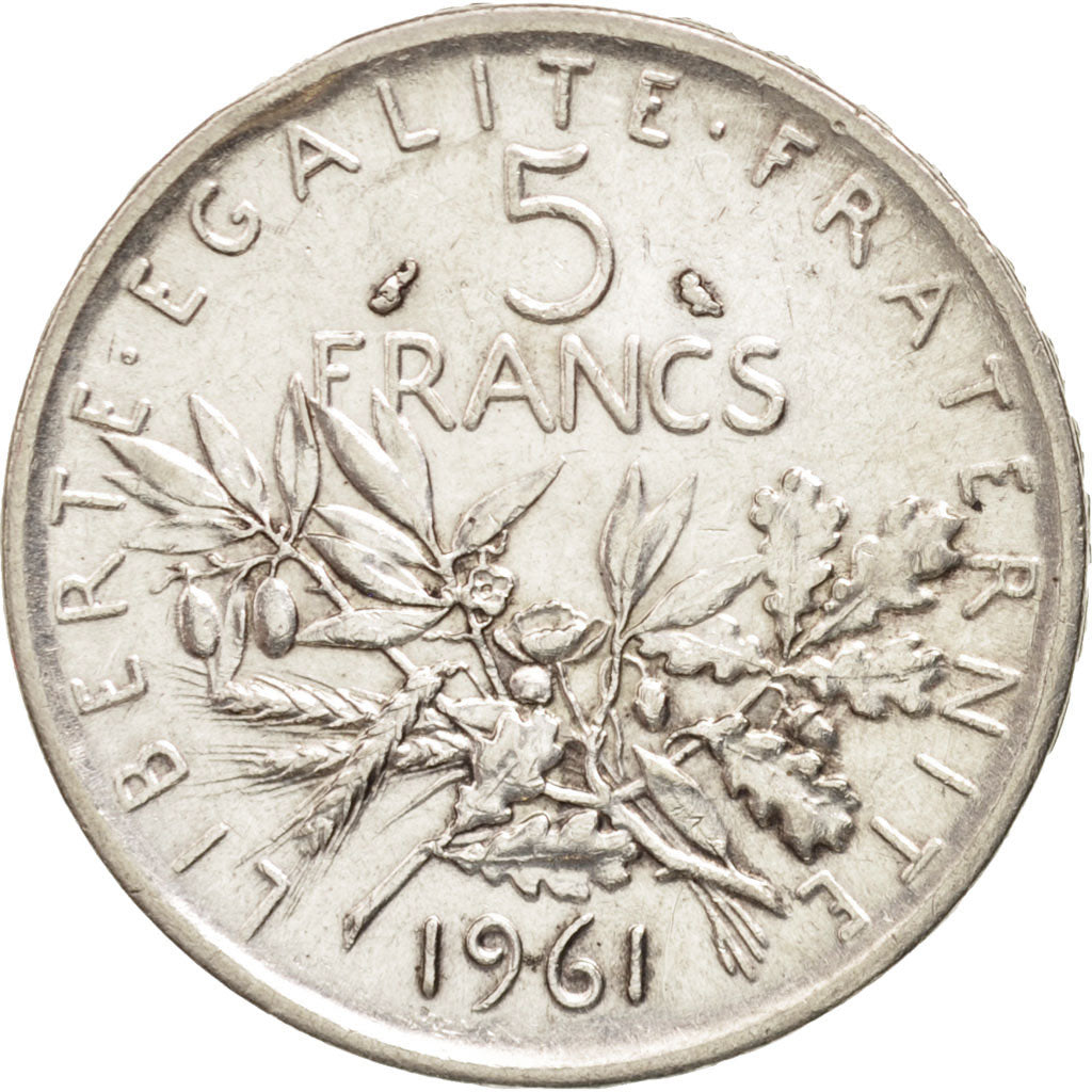 France, Semeuse, 5 Francs, 1961, Paris, AU(50-53), Silver, KM:926, Gadoury:770