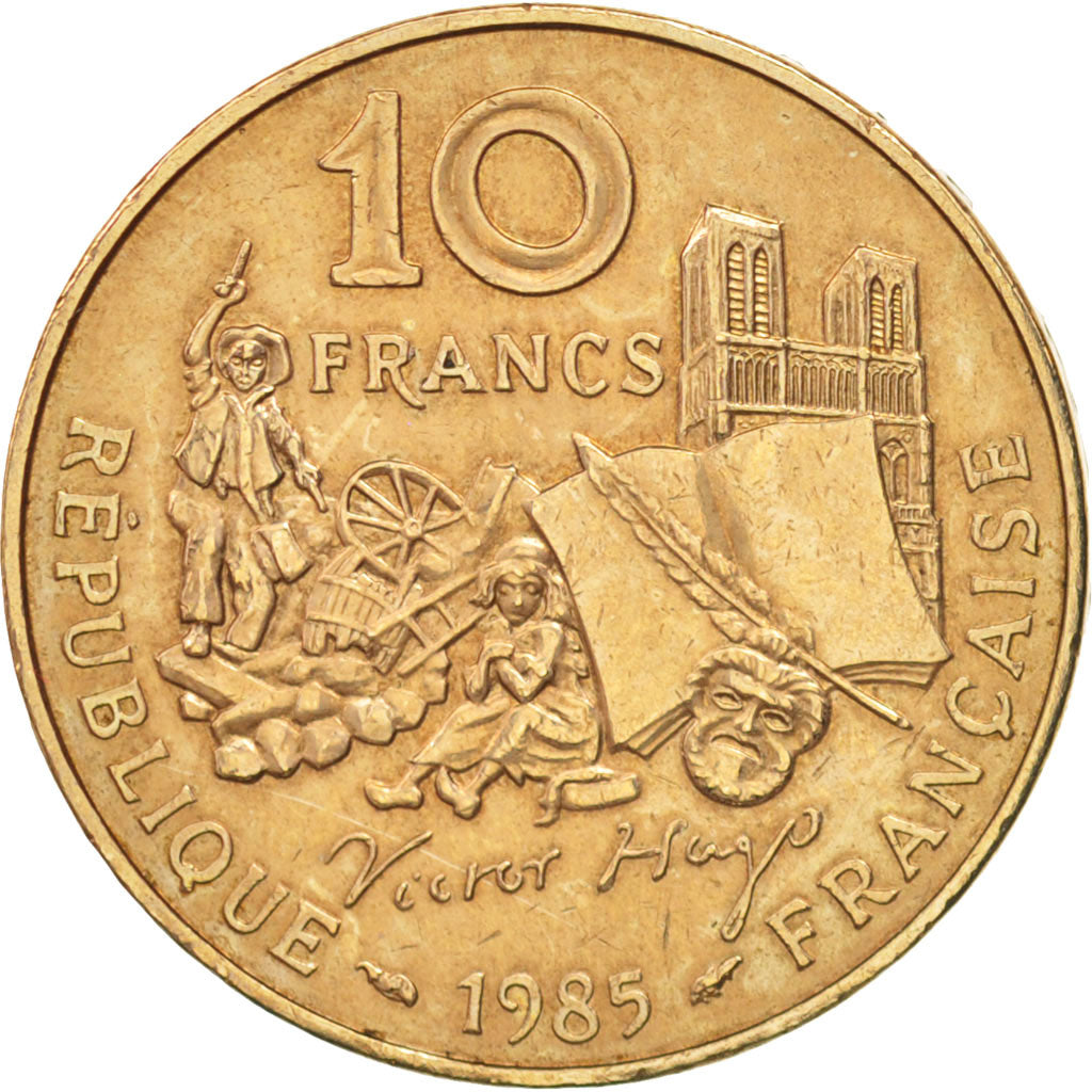 France, Victor Hugo, 10 Francs, 1985, Paris, AU(55-58), Nickel-Bronze, KM:956