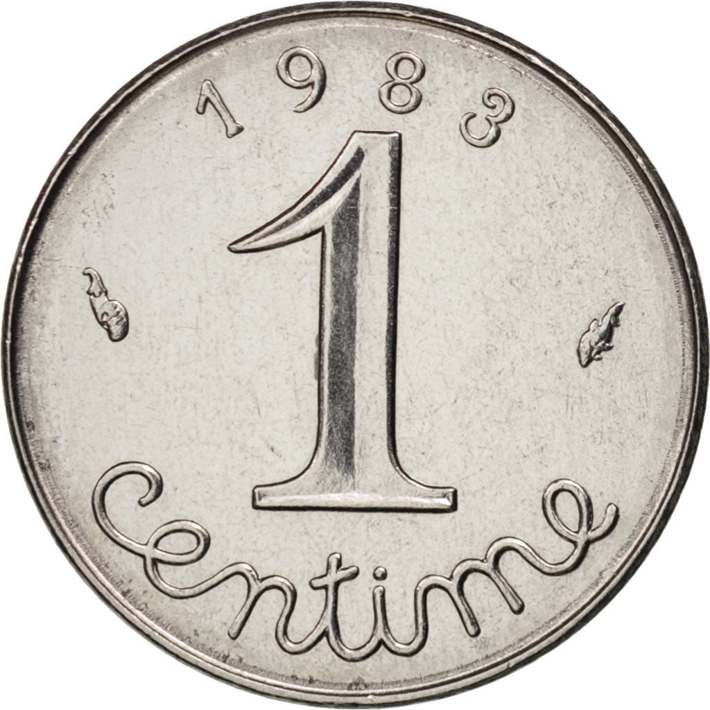 France, Épi, Centime, 1983, Paris, AU(55-58), Stainless Steel, KM:928