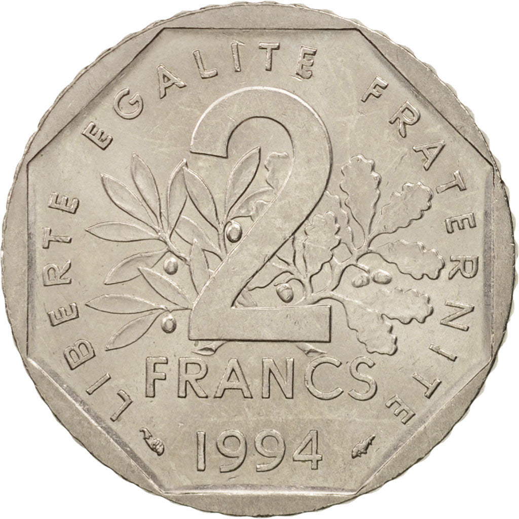 Coin, France, Semeuse, 2 Francs, 1994, Paris, AU(55-58), Nickel, KM:942.1