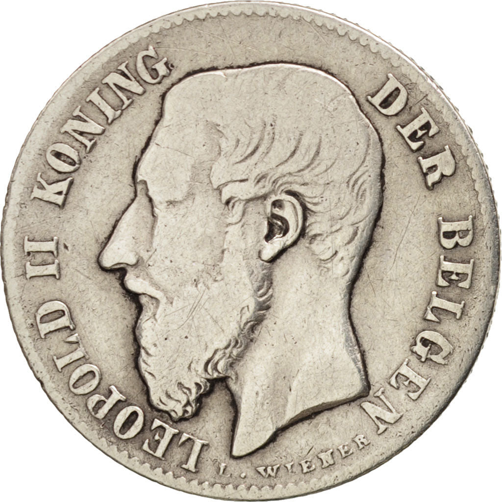 Coin, Belgium, Leopold II, 50 Centimes, 1886, F(12-15), Silver, KM:26