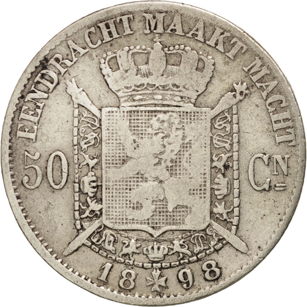Münze, Belgien, Leopold II, 50 Centimes, 1898, S, Silber, KM:27