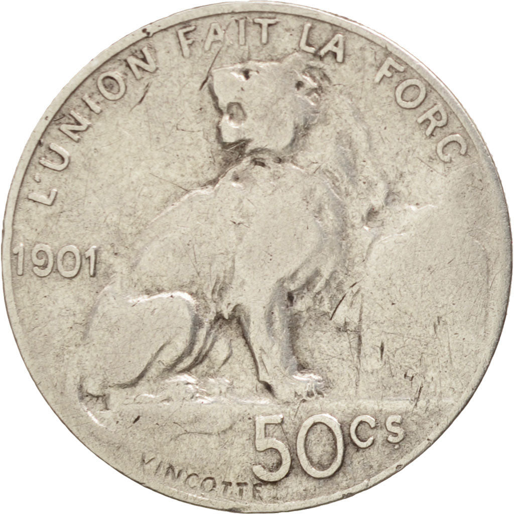 Belgium, 50 Centimes, 1901, F(12-15), Silver, KM:50