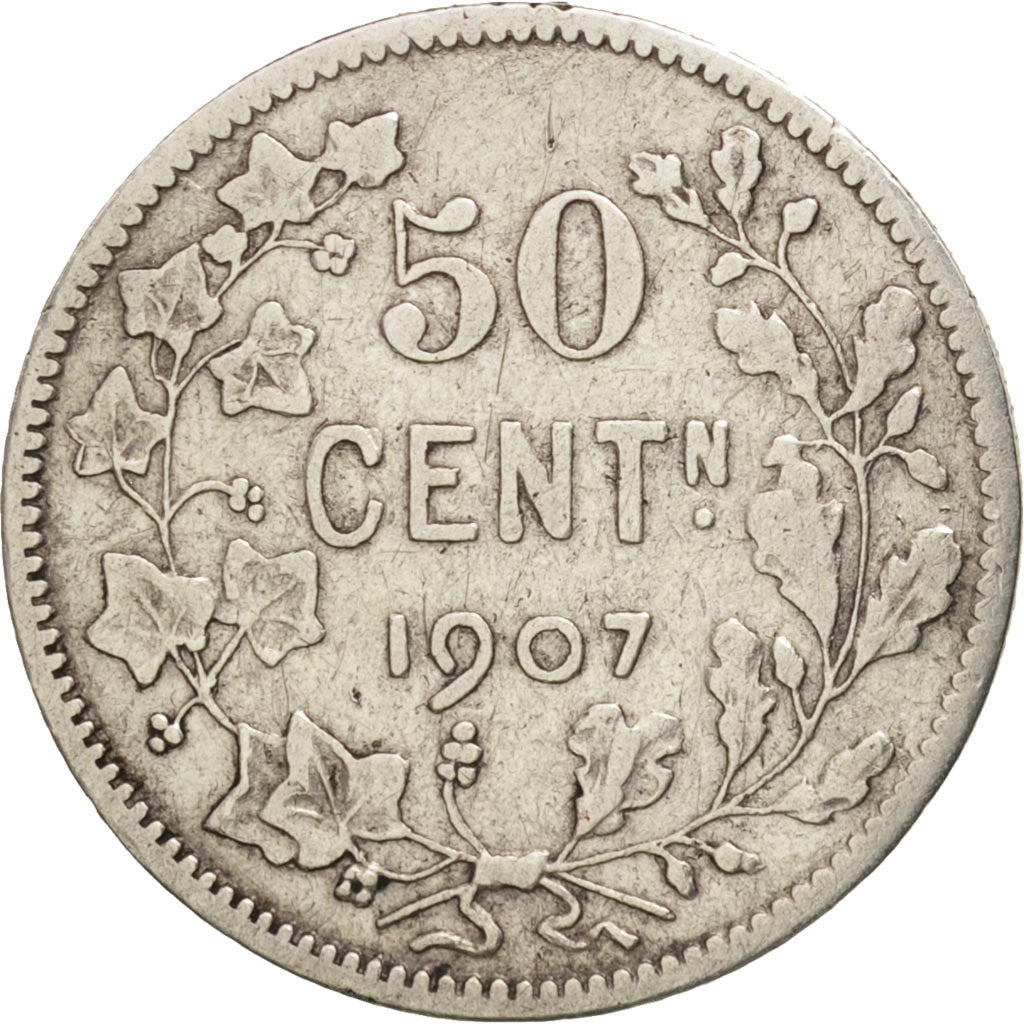 Belgio, 50 Centimes, 1907, BB, Argento, KM:61.1