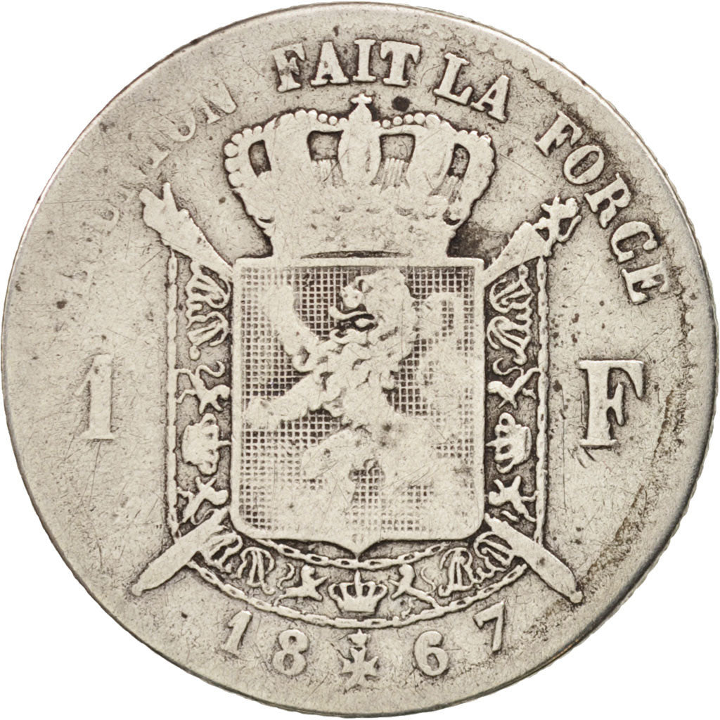 Belgium, Leopold II, Franc, 1867, F(12-15), Silver, KM:28.1
