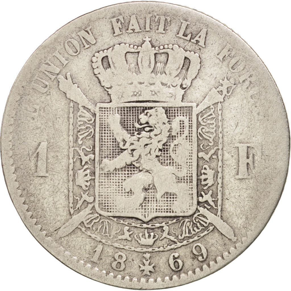 Coin, Belgium, Leopold II, Franc, 1869, VF(20-25), Silver, KM:28.1