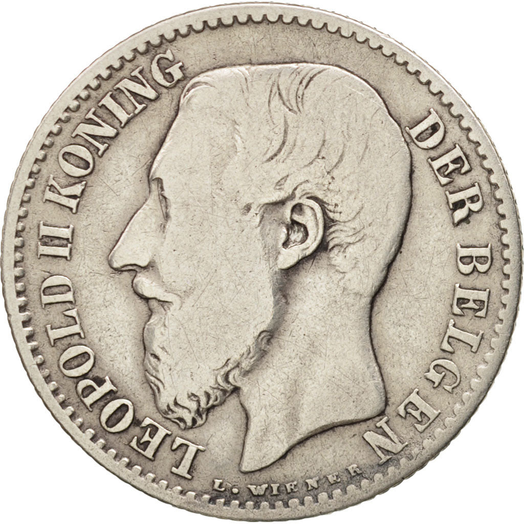 Moneda, Bélgica, Leopold II, Franc, 1886, BC+, Plata, KM:29.1