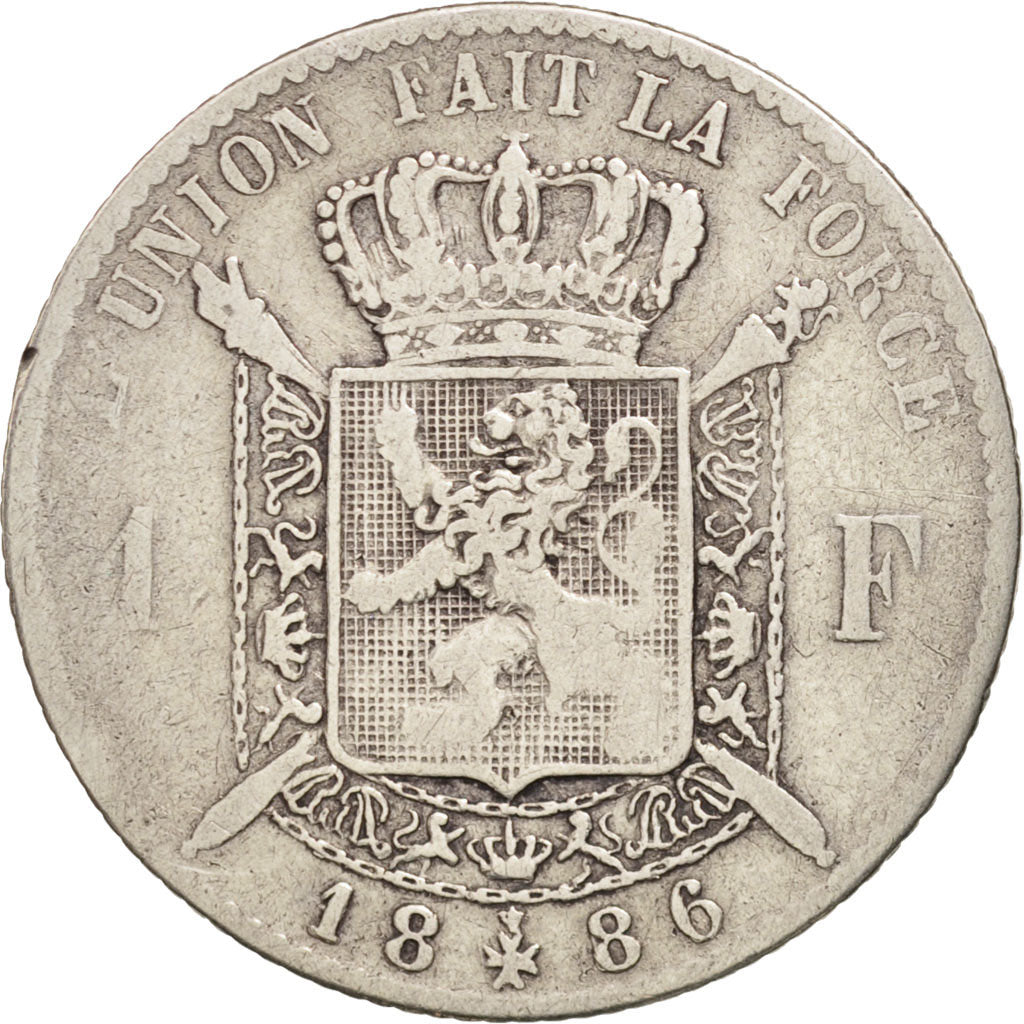 Coin, Belgium, Leopold II, Franc, 1886, VF(20-25), Silver, KM:28.1