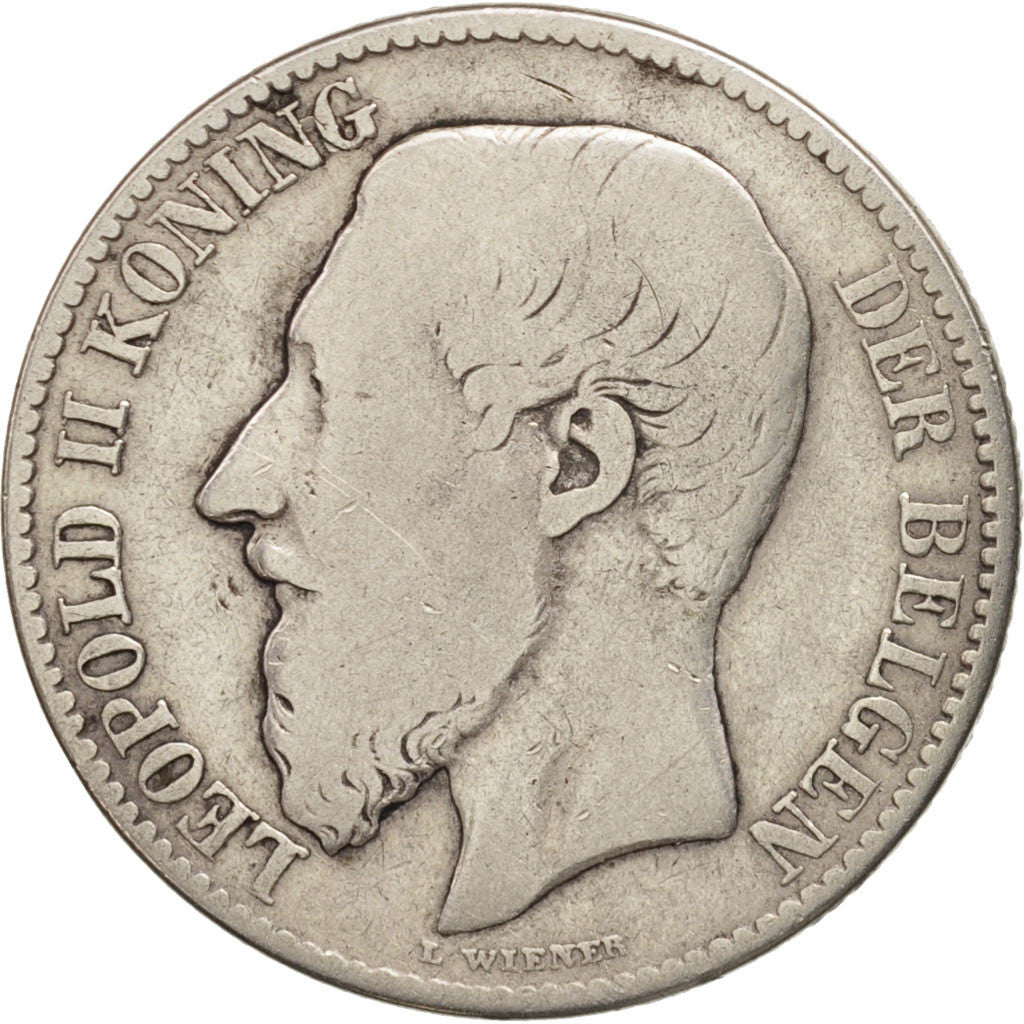 Belgium, Leopold II, 2 Francs, 2 Frank, 1887, VF(20-25), Silver, KM:31