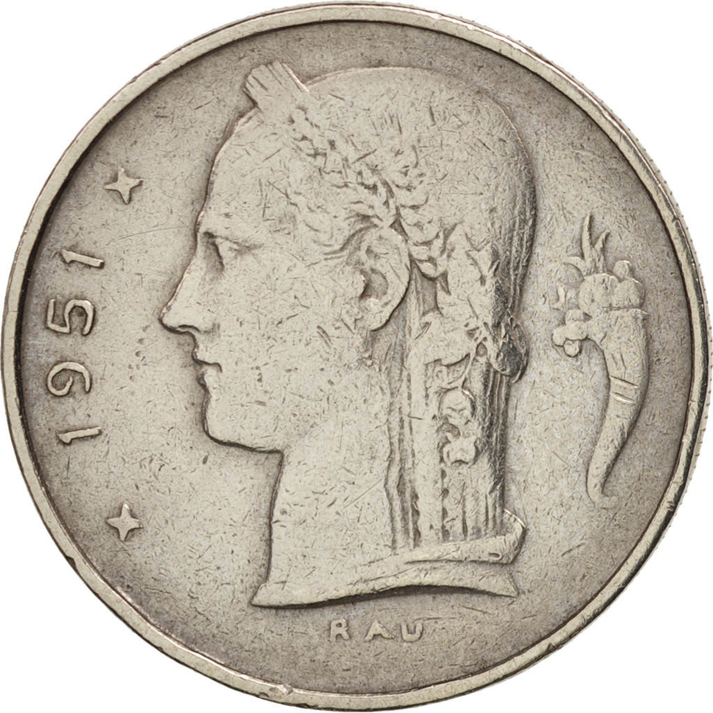 Coin, Belgium, Franc, 1951, EF(40-45), Copper-nickel, KM:142.1