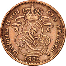 Belgium, Leopold II, 2 Centimes, 1905, EF(40-45), Copper, KM:35.1