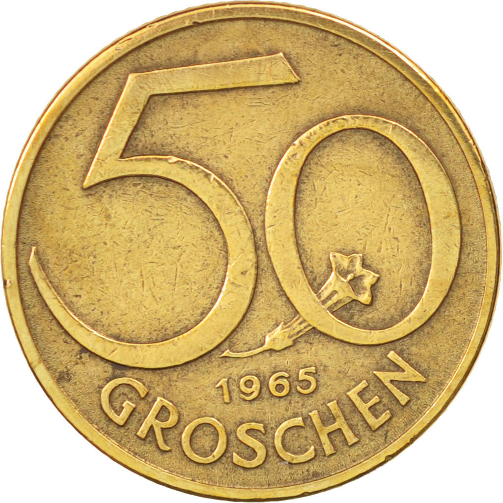 Coin, Austria, 50 Groschen, 1965, EF(40-45), Aluminum-Bronze, KM:2885