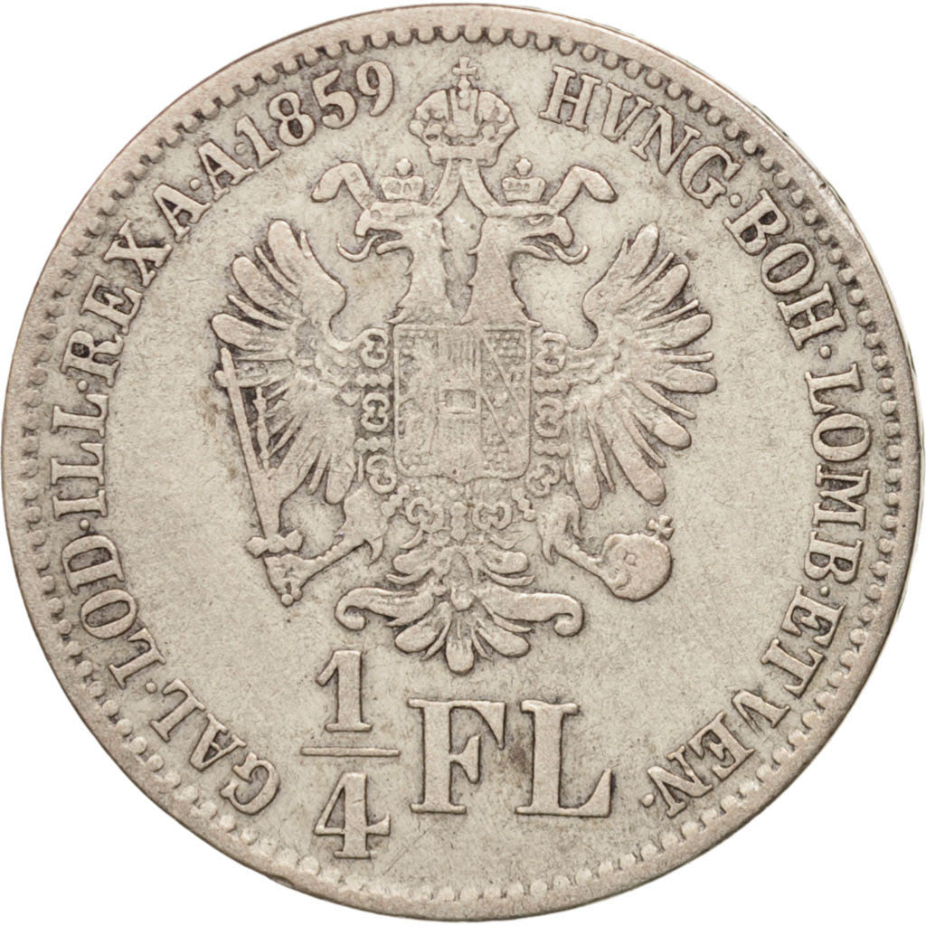 Austria, Franz Joseph I, 1/4 Florin, 1859, EF(40-45), Silver, KM:2214