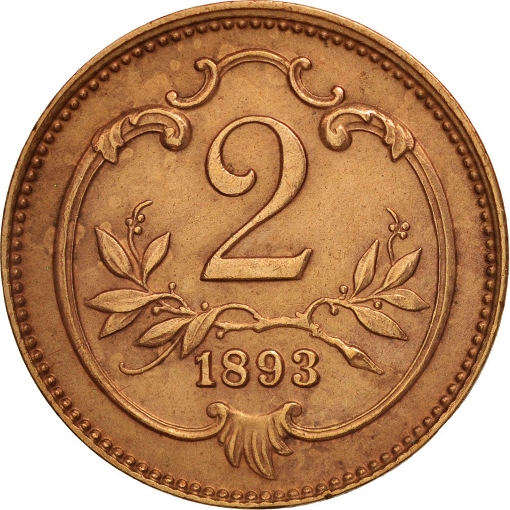 Österreich, Franz Joseph I, 2 Heller, 1893, AU(50-53), Bronze, KM:2801