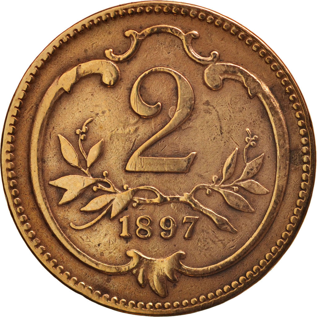 Austria, Franz Joseph I, 2 Heller, 1897, AU(50-53), Bronze, KM:2801
