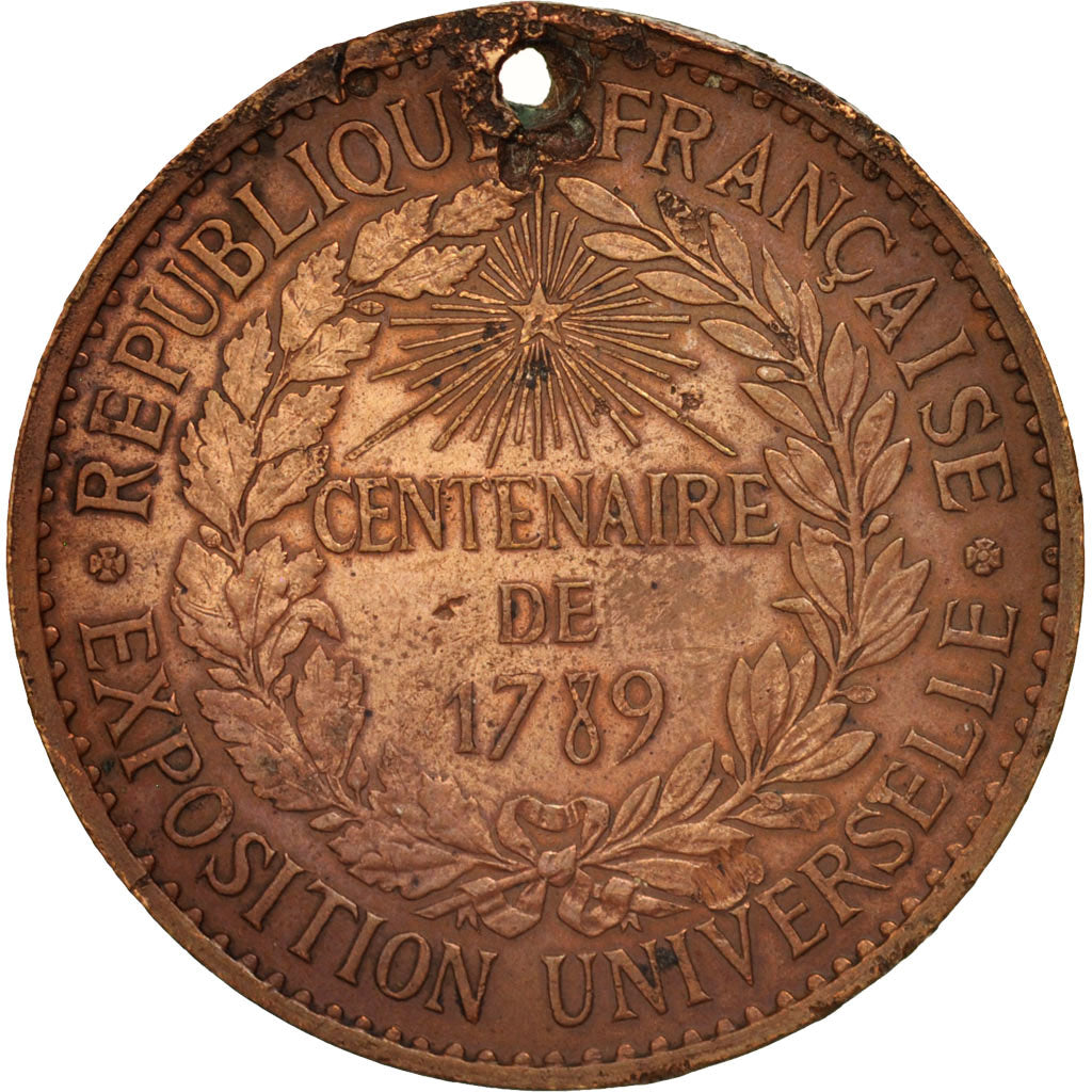 France, Medal, 1789 Centenary, Worldwide exhibition, History, 1889, Barre