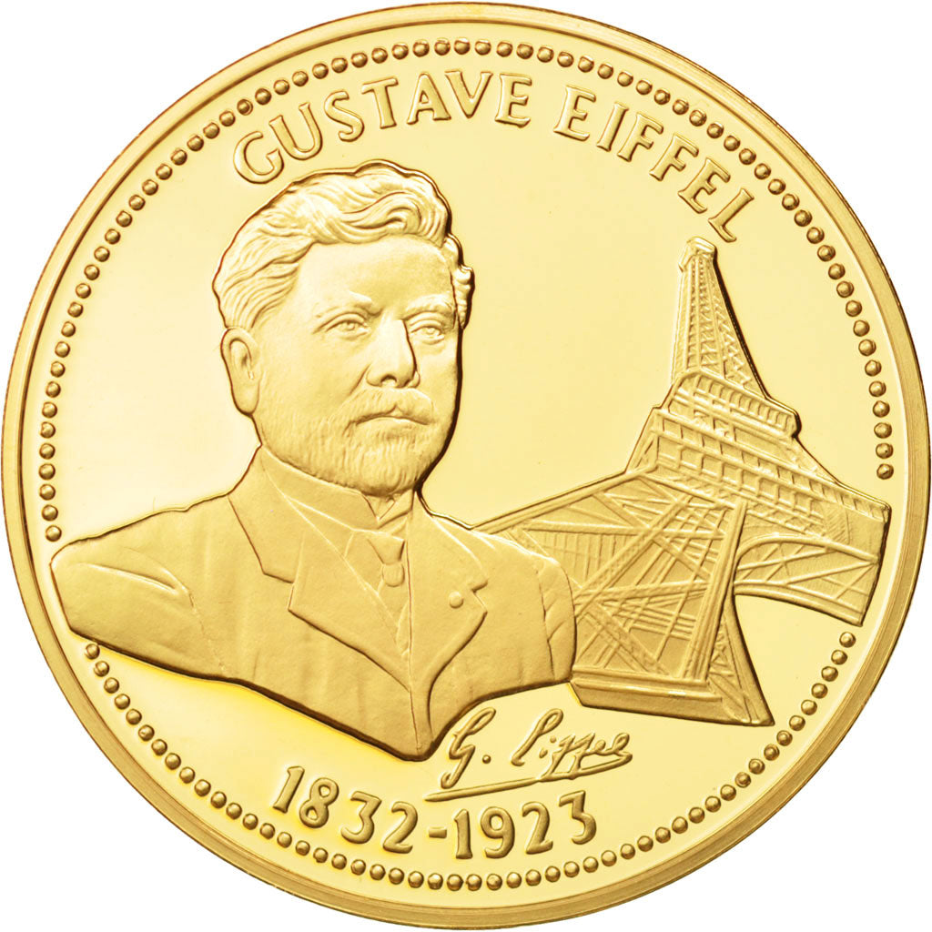 France, Medal, Gustave Eiffel, History, MS(63), Vermeil, 40