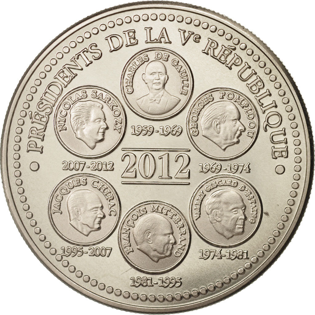 France, Medal, Présidents de la Ve République, History, 2012, MS(63), Nickel