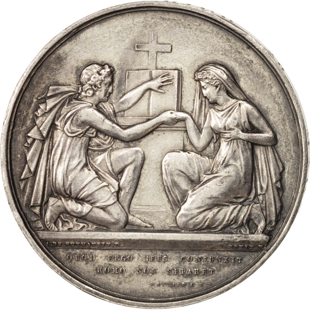 France, Medal, Wedding medal, Religions & beliefs, 1855, Petit, AU(50-53)